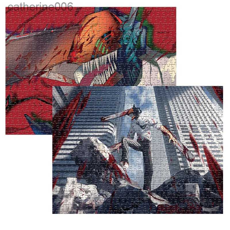 Puzzles New 1000pcs Jigsaw Puzzle Chainsaw Man Anime Figure Demons Denji Pochita Cartoon DIY Toys For Kids Adults Birthday Gift In StockL231025-image-914982029