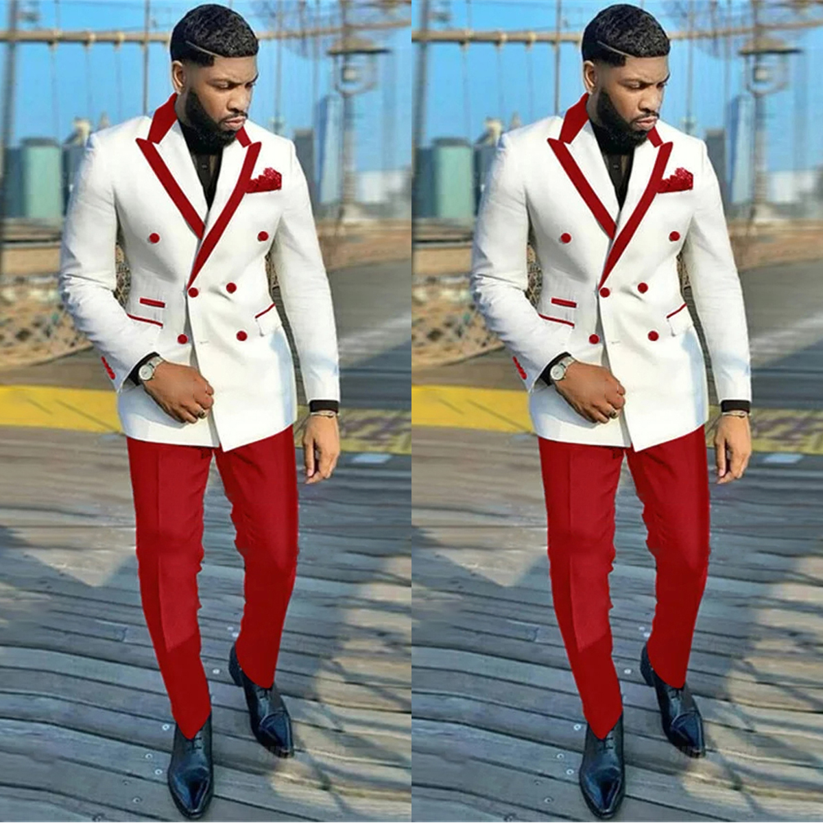 White Red Mens Suits For Wedding Peaked Lapel Formal Groom Man Tuxedos Tailore Made Pants Suits-image-914911077