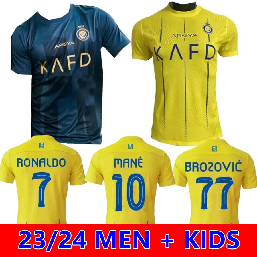 23 24 Al Nassr FC soccer Jerseys Ronaldo 2023 2024 Home yellow away CR7 Gonzalo Martinez Talisca women FANS player version men kids kit Football-image-915003744