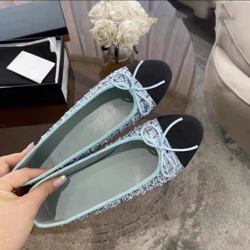 Ballet Flats French Paris Luxury Womens Designer Black Shoes Loafers Quilted Leather Ballerina Round Toe Womens Dress Shoes Zapatos Ballet Sandal L2