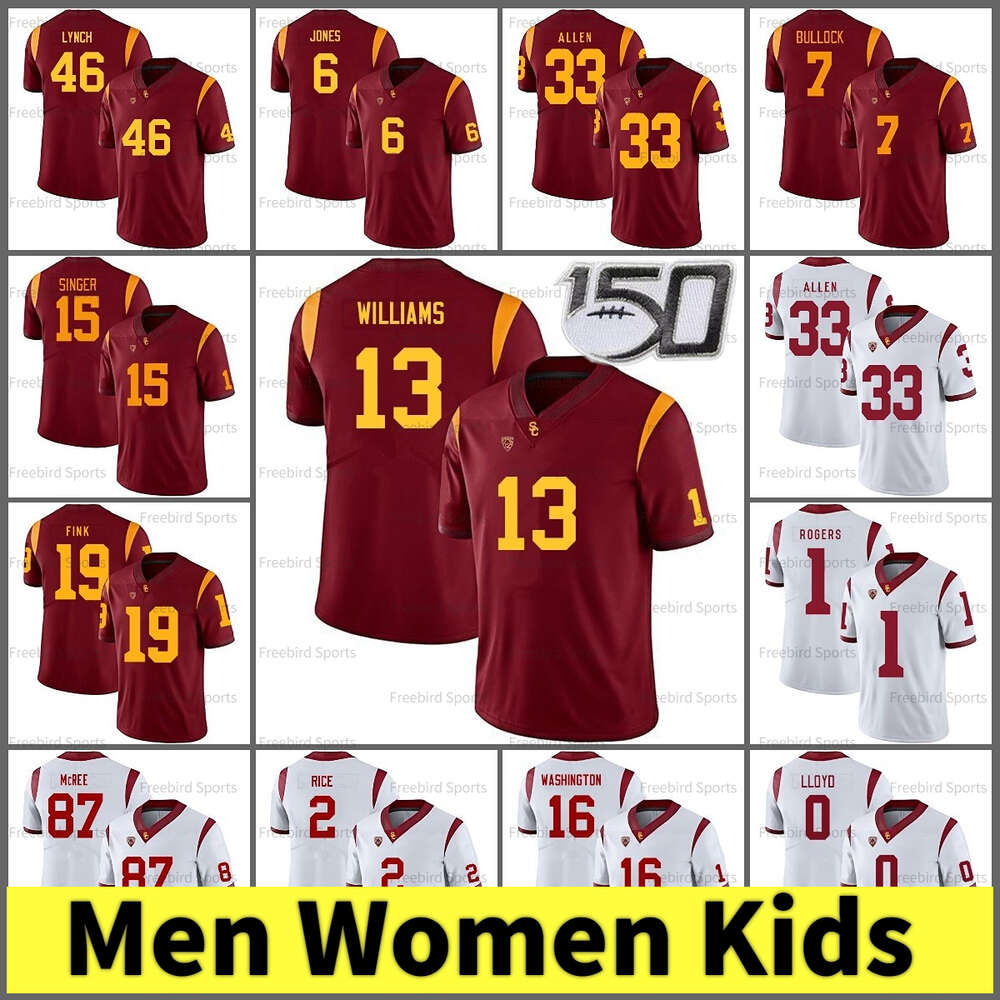 USC Trojan 13 Caleb Williams Football Jersey 5 Reggie Bush 43 Troy Polamalu 33 Marcus Allen 32 OJ Simpson Mens College Football Jerseys New-image-937346133