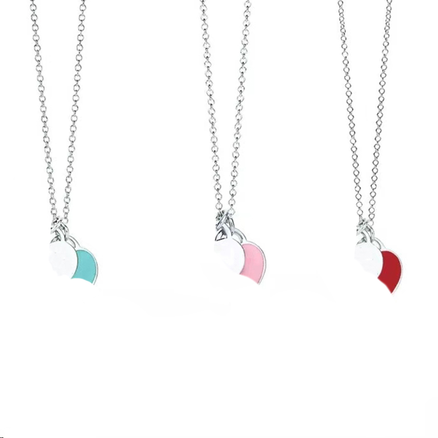 Fashion jewelry Luxury heart pendant necklaces designer Beaded Strands pink Red Bule necklace Bracelet for women Anniversary S925 trendy gift gir