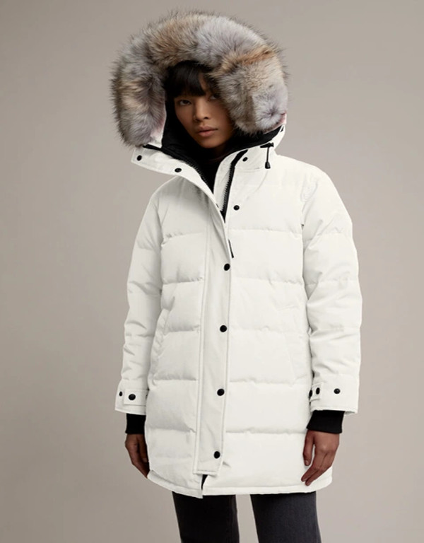 2023 Autumn Winter Women's White Duck Down Parkas Jackets Zipper Fur Hooded Striped Woman's Slim Long Coats GEW007