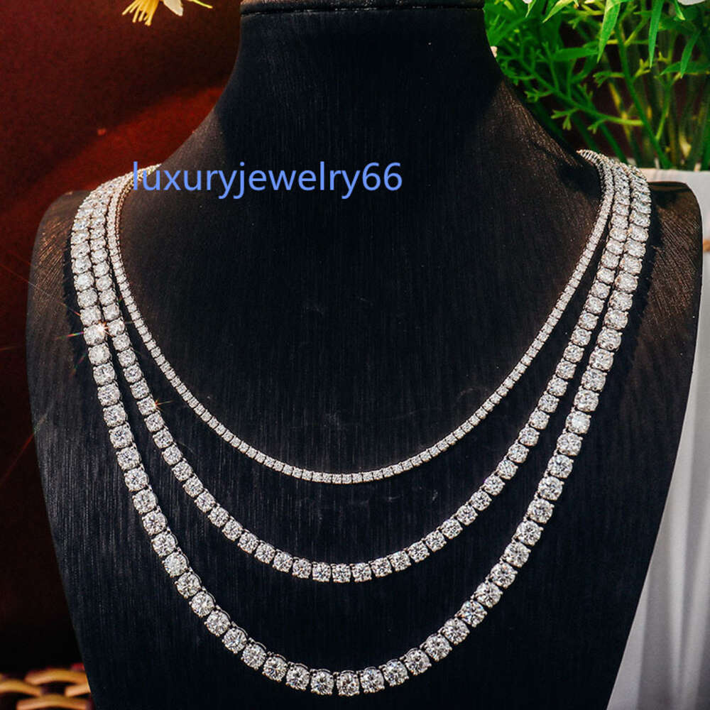 2023 New 2mm 3Mm 4mm 5mm moissanite tennis chain necklace 925 sterling silver Moisannite Mousseline Tennis Chain-image-915067614