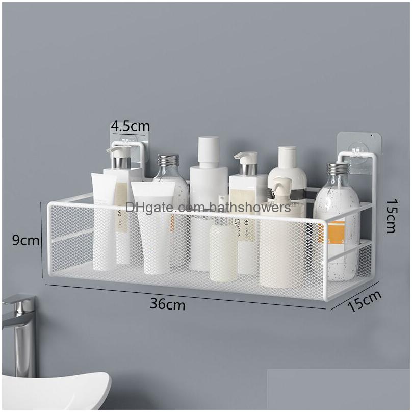 bathroom shelves black wall mounted shelf shower shampoo rack kitchen condiment storage basket toilet soap holder organizer 230418