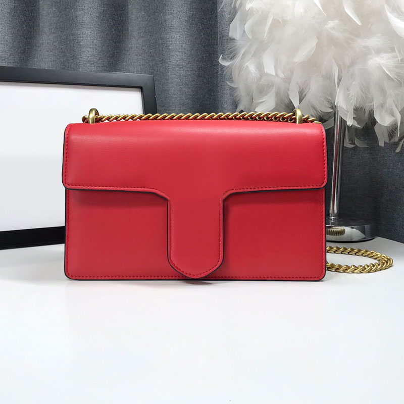 Chain Messenger Bag Designer Crossbody Shoulder Bags Plain Cowhide Handbag Gold Hardware Letter Buckle Flap Internal Zipper Pocket High Quality Lady