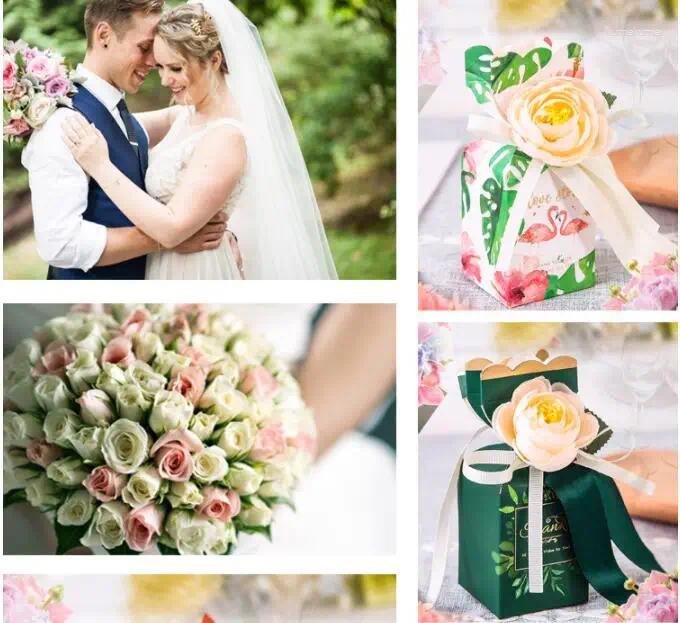 Gift Wrap 10pcs Wedding Favor Paper Bags Sweet Candy Packaging Boxes For Baby Birthday Box Supplies