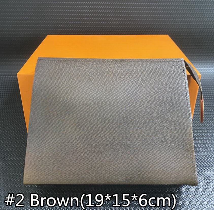 Preminum leather Designer Cosmetic Bag 26cm Protection Makeup Clutch Women Men Genuine Leather Travel Pouch bags-image-859665458