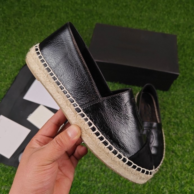 Women Espadrilles Genuine Leather Flats Brand Designer Loafers Ballet Silk Round Toe New Shoes Logo Fashion Luxury High-Quality Drive Shoes CCity-image-915167232