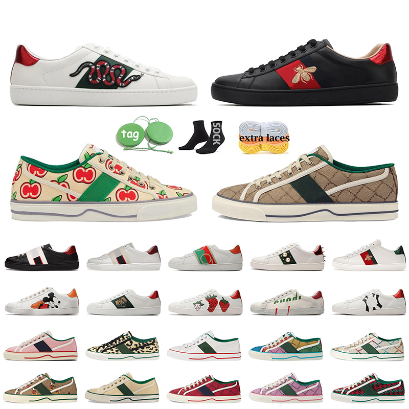 Designer Womens Mens Ace Sneakers Casual Shoes Embroidered Bee Stars Snake Tiger Tennis 1977 Off The Grid Canvas Green Red Web White Leather Screene