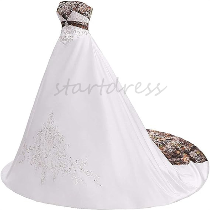 Civil Gothic Camo Wedding Dress 2024 Sexy Bretelles Satin Boho Broderie Robe De Mariée Cowgirl Halloween Gatsby Wiccan Robe De Mariée Camouflage