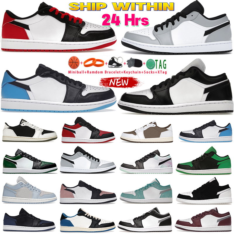 Jumpman 1 Low Basketball Shoes 1s mens OG Fragment x Cactus Mocha Bred Toe UNC Light Smoke Grey Royal black Court Purple Mystic Green Shadow men wom