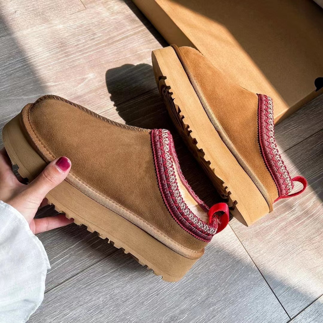 Winter Womens Classic Tazz Platform Slippers Mustard Seed Sand Fur Slides Mini Platform Boot Designer Booties Size 35-44 Best Quality Ladies Fluffy