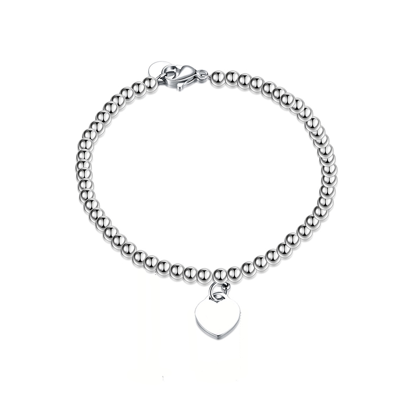 10MM Heart Bracelets Womens Stainless Steel 4mm Beaded Strands Chain Bracelet on Hand Gifts for Girlfriend Accessories Wholesale-image-786470493
