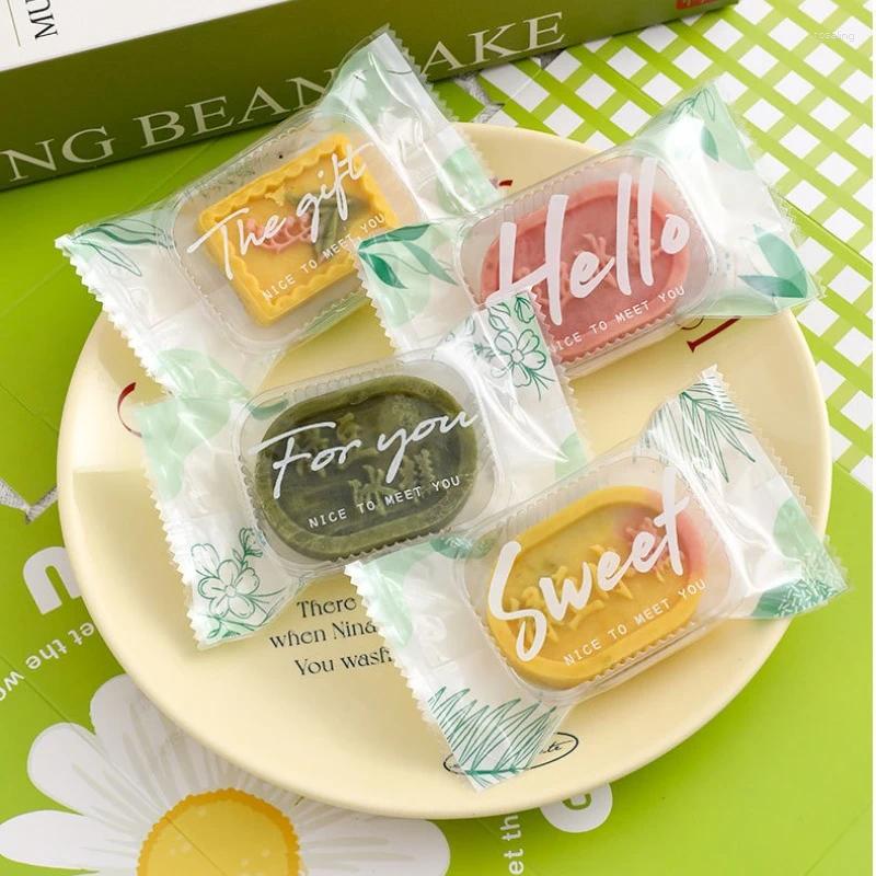 Gift Wrap 100pcs Bean Paste Cake Packaging Bag Transparent Baking Small Fresh Machine Sealing Thickened Pineapple Crisp Self