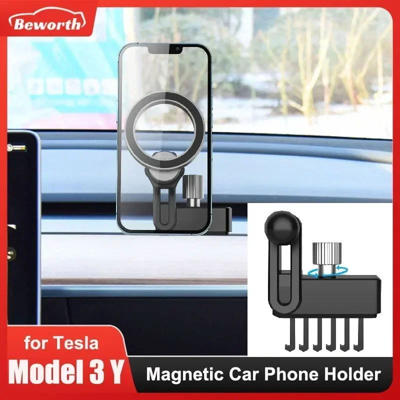 Support de téléphone magnétique pour voiture Tesla modèle 3 Y, accessoires de montage Compatible avec iPhone 12/13/14 et téléphones portables Sam