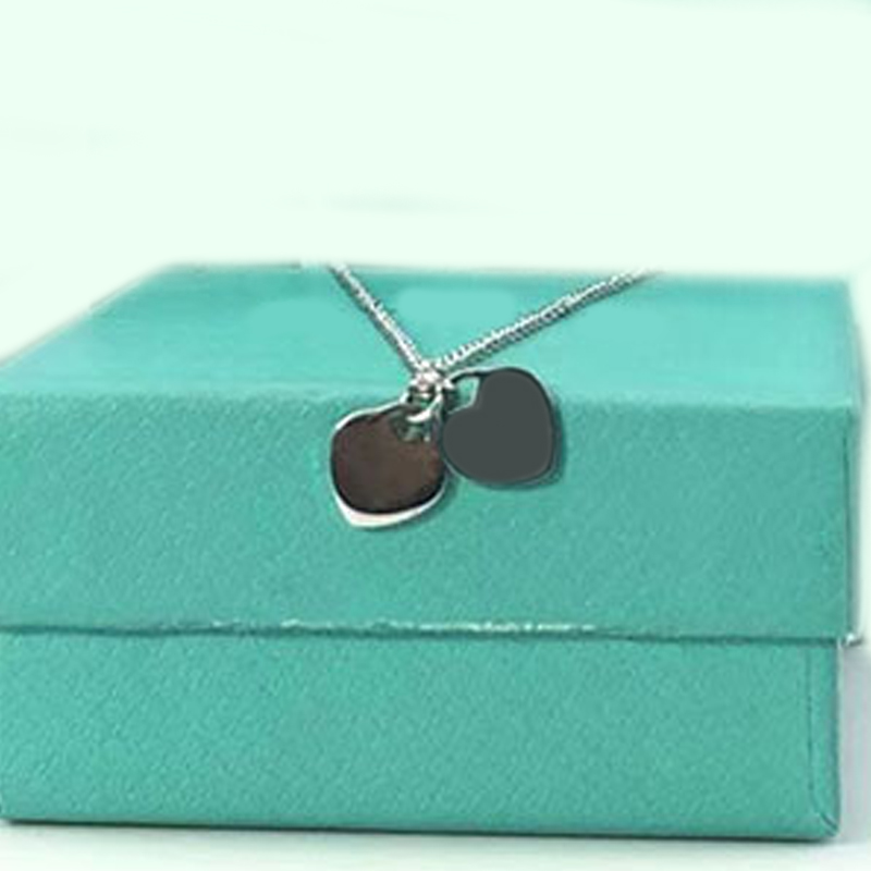 10mm deux colliers coeur femme un ensemble d'emballage en acier inoxydable mode pendentif bijoux saint valentin cadeaux de noël pour petite amie