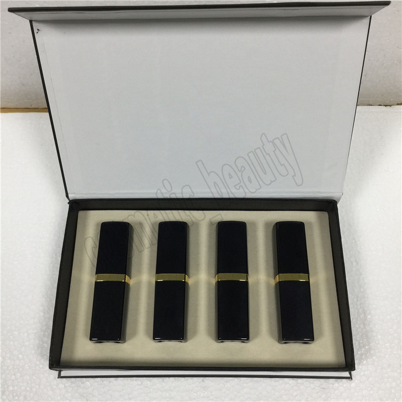 Makeup Professional Lip Hot Makeup Matte lipstick set 4 color Lips cosmetic black tube 4pcs/kit high quality M260814