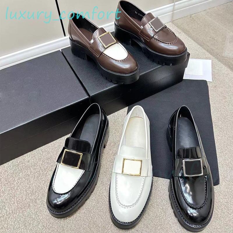 Calfskin Metal Loafers designer Womens Loafer 100% Real leather Oxford Shoes Moccasins Luxury Dress Shoes Platform loafers Size 35-41 Dermal sole-image-915497607