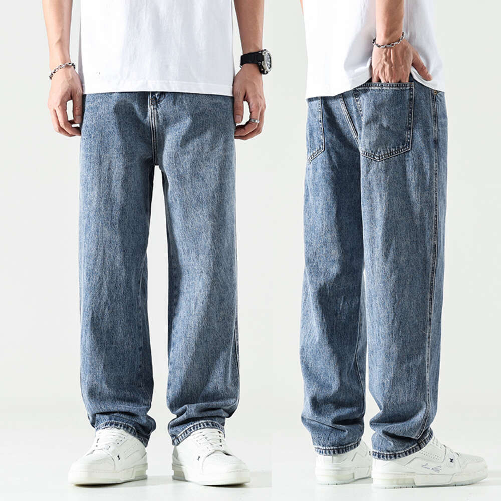 Baggy pantalon large jambe bleu clair coupe droite coupe ample hommes vêtements surdimensionné Kpop jean qualité nouveau