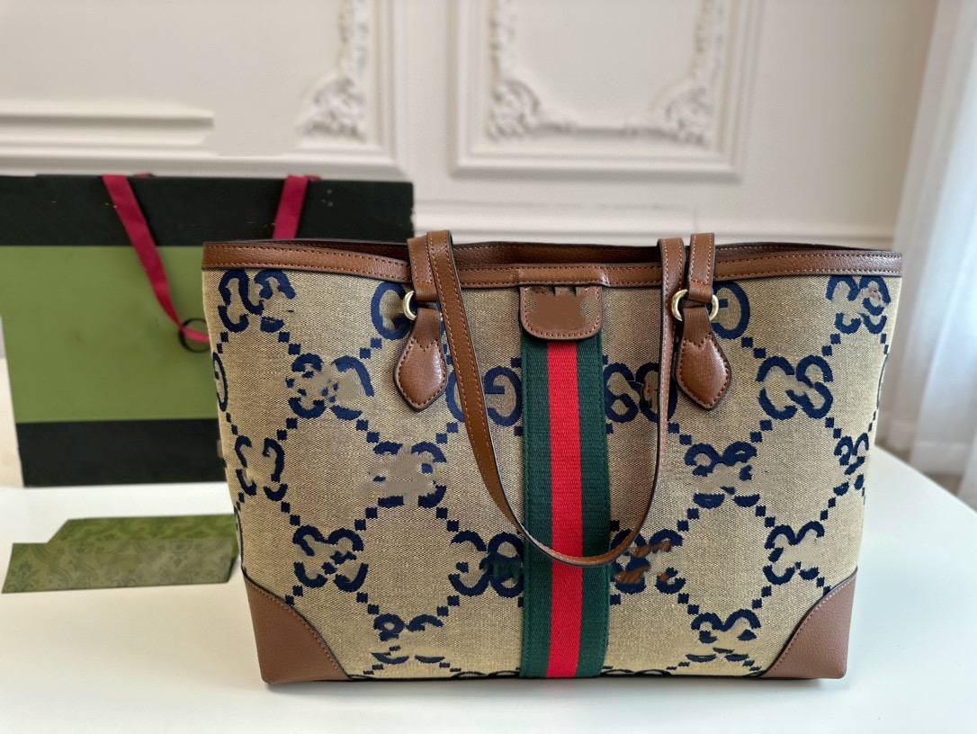 Mode sacs à main vintage sac à provisions lettre toile conception de sangle rouge et vert grande capacité marque sac à main dames sac de messager