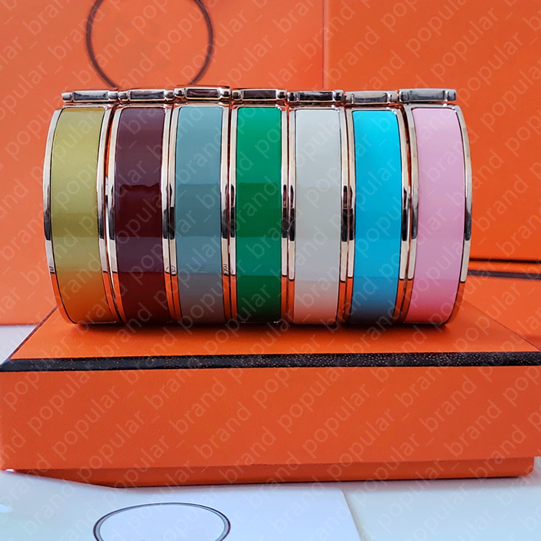 Classic Designer Bracelet Steel Bangle Luxury Brand 18K Rose Gold Bracelets Women Bracelet 12MM Wide with Gift Bag-image-747499406