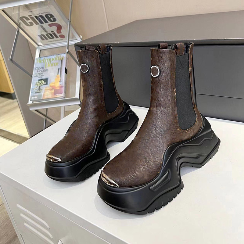 Designer Platform Ankle Boot Sporty Booties Women Black Suede Calf Leather Oversized Rubber Outsole Martin Boots 35-42-image-915914131