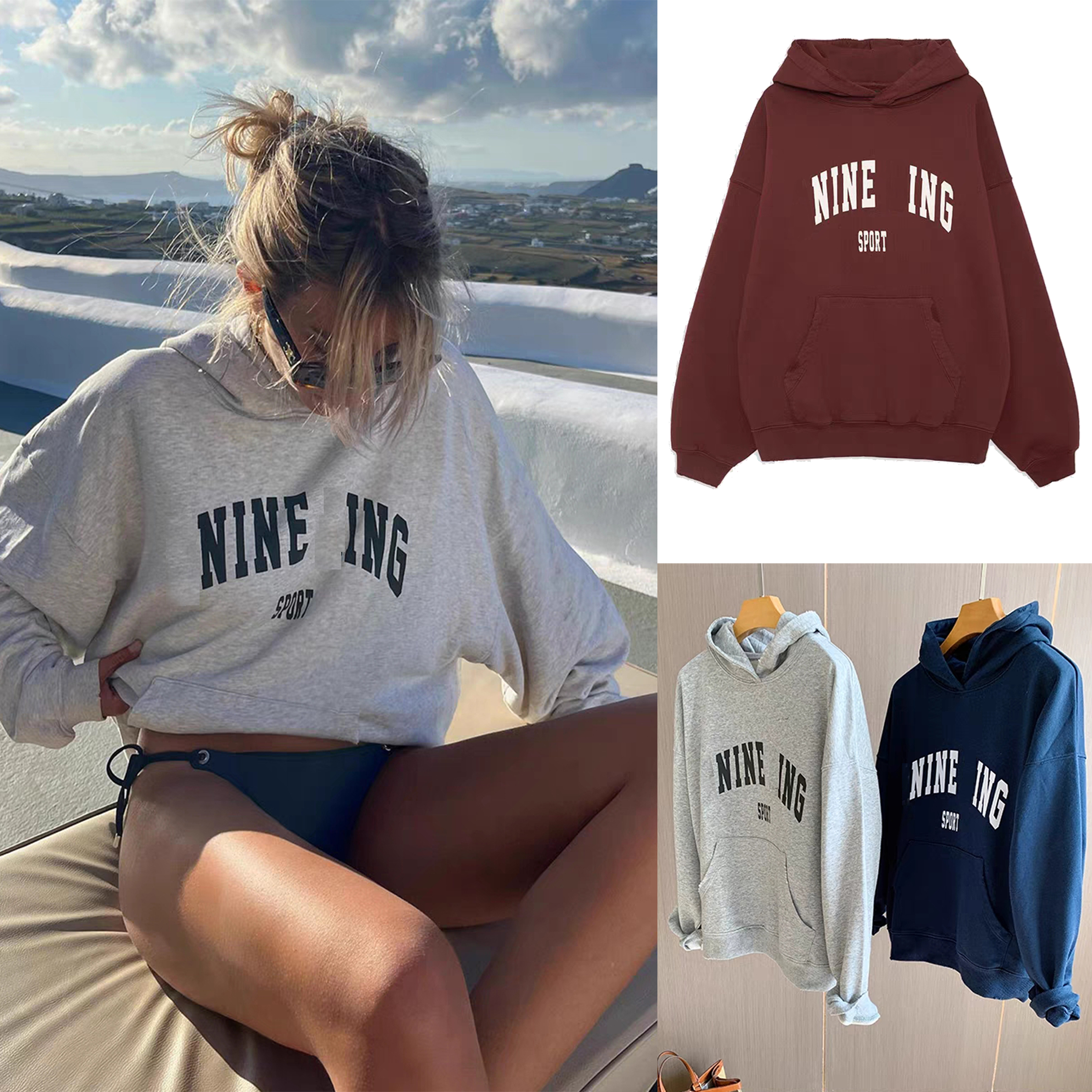 23AW Women Designer Cotton Sweatshirt Fashion Hoodie New ANINES BINGS Letter Leisure Print Wash Fried Snow Women Classic Sweater Pullover Tops Sp-image-891583049