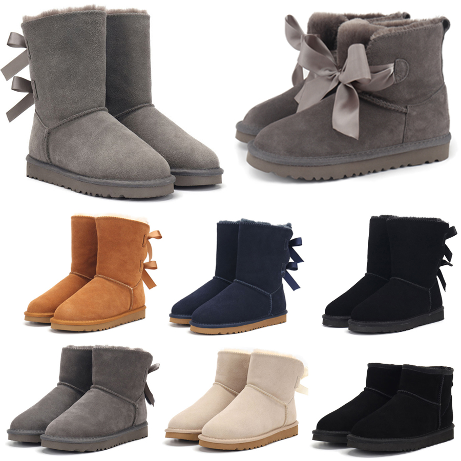 designer boots australia slippers tasman womens platform winter booties girl classic snow boot ankle short bow mini fur black chestnut pink Bowti