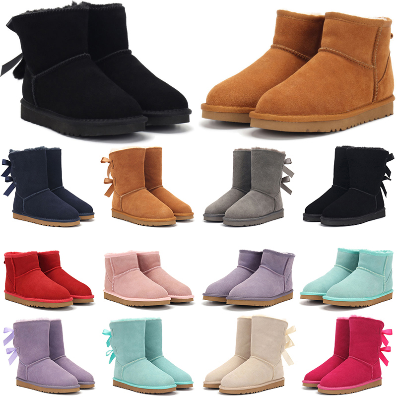 designer boots australia slippers tasman tazz womens platform winter booties classic snow boot ankle short bow mini fur black chestnut pink Bowti