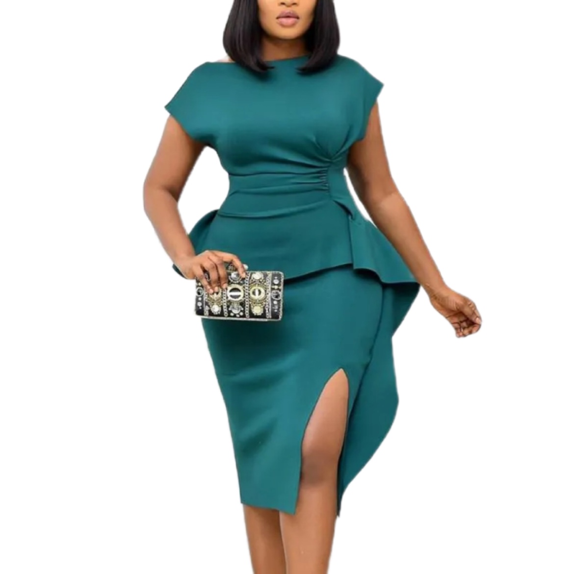 Robes décontractées Femmes Blanc Robe Moulante Élégant Peplum Manches Courtes Robes Dos Nu Dames Africaines Anniversaire Date Fête Occasion Vêtem