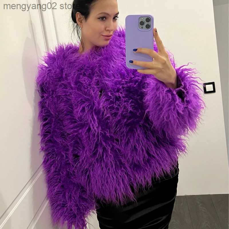 Women's Fur Faux Fur 2023 Women Faux Fur Coat Autumn Winter High Quality Fluffy Short Coat Faux Fur Jacket T231030-image-916793331