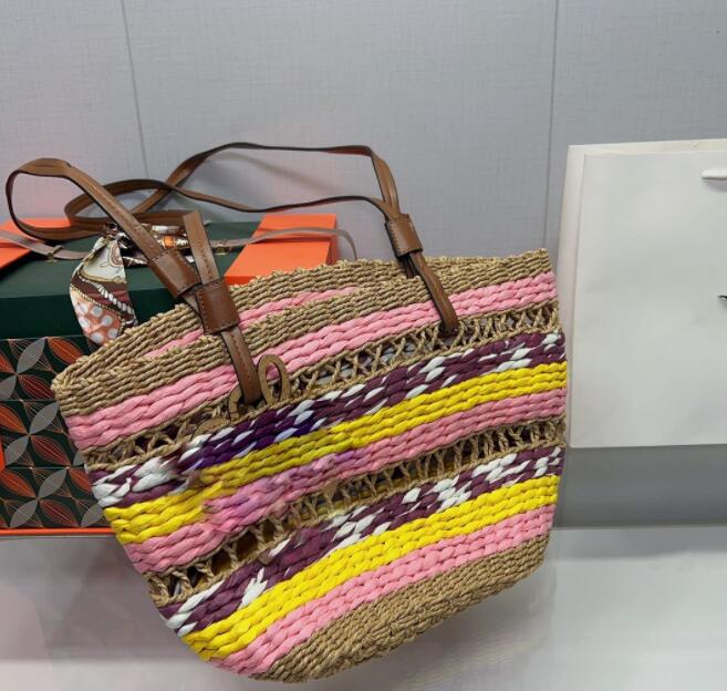 Straw Woven Bag Shopping Bag Shoulder Handbags Fashion Women Totes CrossBody Cowhide Woven Vegetable Basket Bags Ladies Tote Handbag-image-864425825