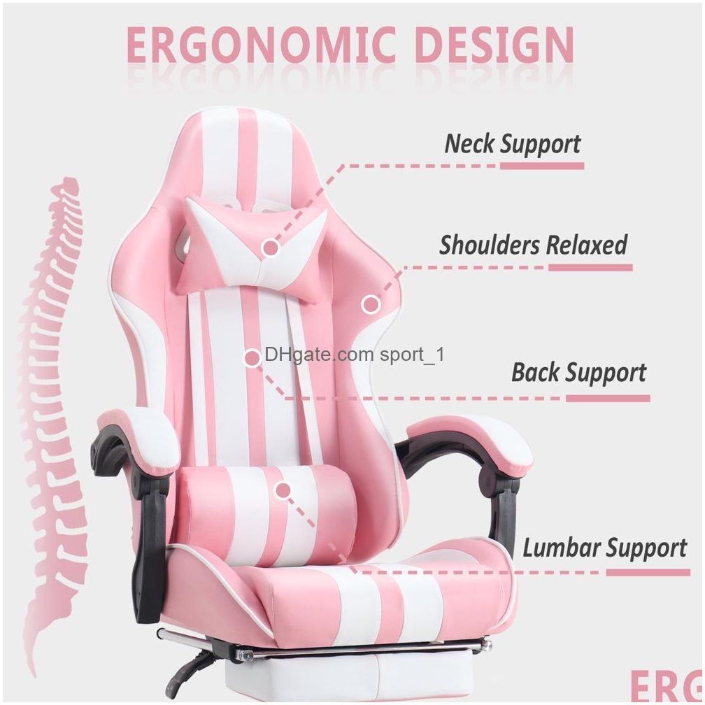 ferghana gaming chair office chair with footrest high back gamer game chair with massage lumbar pillow ergonomic computer chairs for