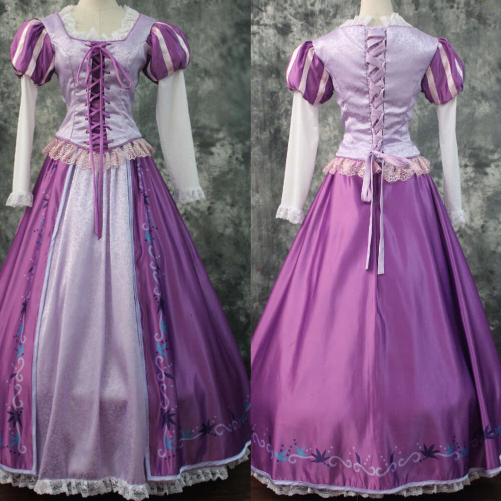 Princess Rapunzel Cosplay Costume Adult Women Fashion Purple Dress Halloween Carnival Ball Gown-image-1081150129