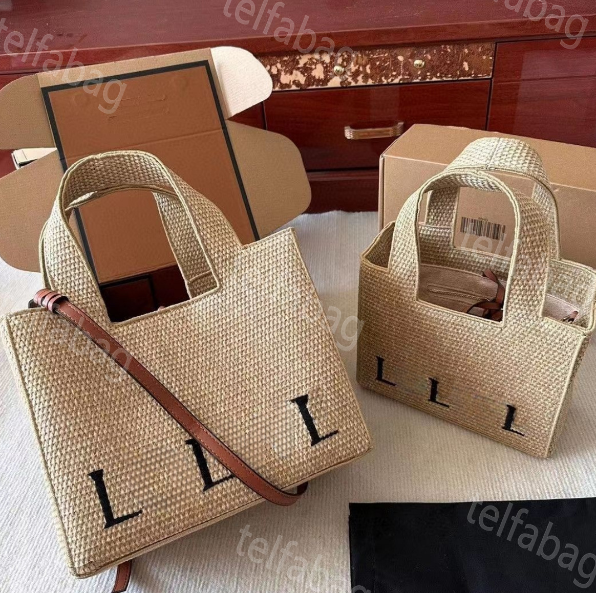 Designer Basket Straw Bag Fashion tote bag Basket Straw Bag Designer Hand Woven Cross Body Open Beach Handbag Ladies Loe Summer bag high quality 