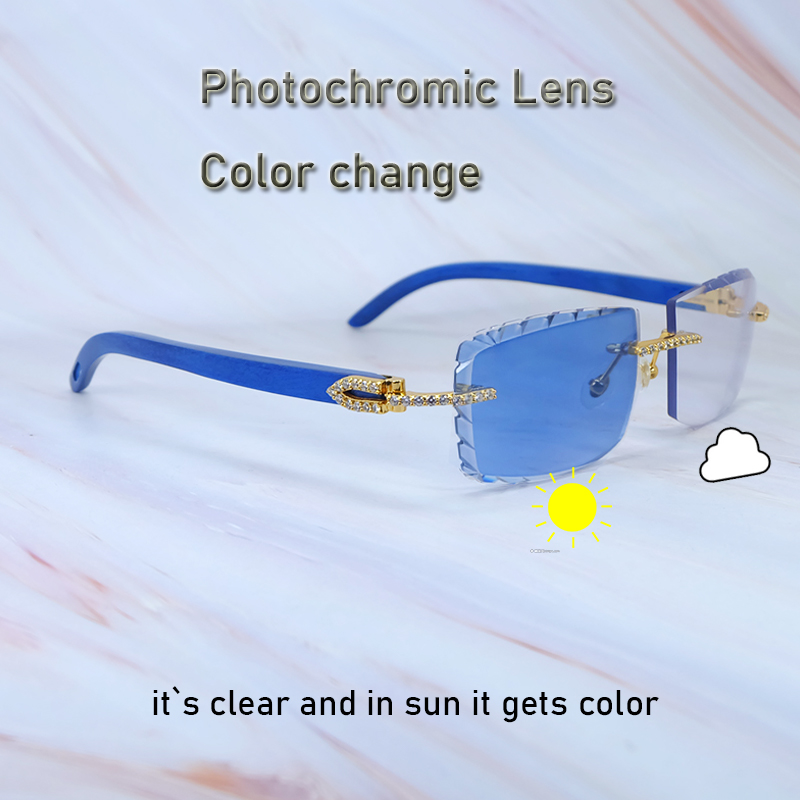 Lunettes de soleil glacées strass changement de couleur coupe diamant verres photochromiques lunettes 4 saisons lunettes de soleil deux couleurs