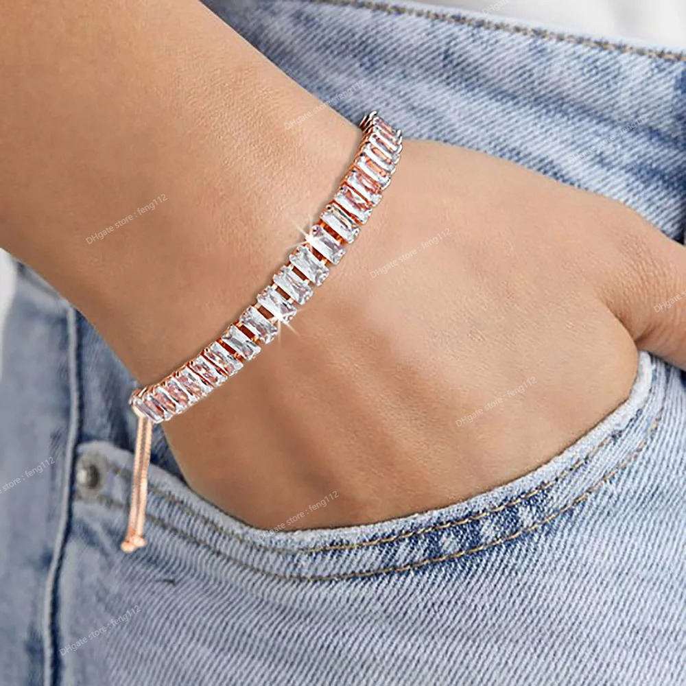 Kpop femmes Tennis Bracelet luxe 2.5*5mm multicolore Zircon bracelets pour femme en gros réglable bijoux DZH009 Fashion JewelryBracelets tennis b