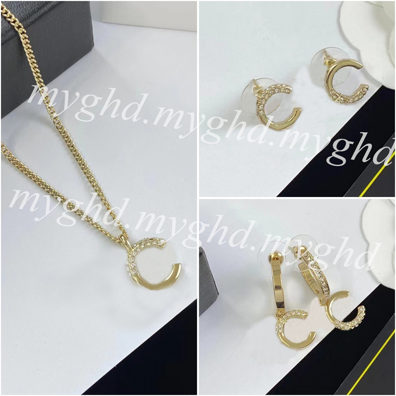 Ensemble collier, boucles d'oreilles et clous d'oreilles pour femmes, demi-diamant, avec boîte cadeau