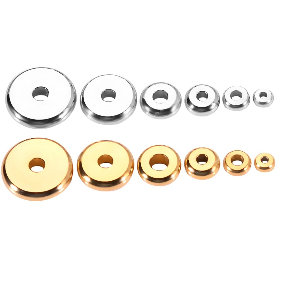 50 pièces/lot entretoises en acier inoxydable perles plates rondes entretoises en vrac perles charme pour la fabrication de bijoux à bricoler soi