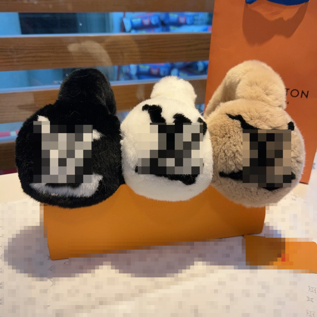 Women&#039;s Thick Rabbit Fur Wool Earmuffs Designer Warm Ear Cover Autumn and Winte for Women-image-916598809