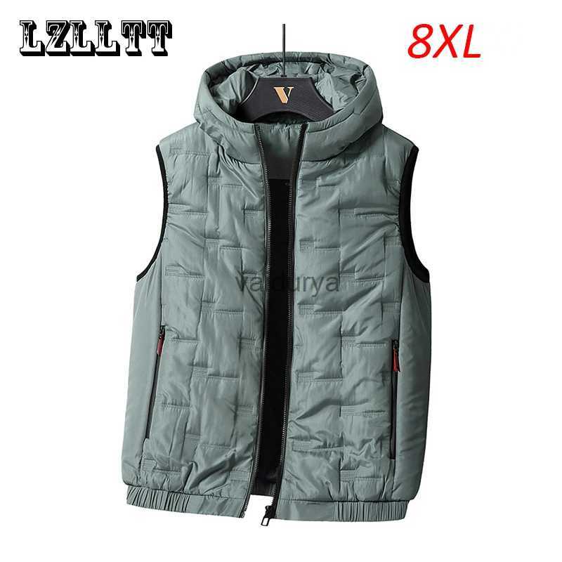 Men's Vests Spring Autumn Men Windproof Sleeveless Causal Vest Coats Mens Solid Quilted Waistcoat Vest Men's Vest Hooded Large Size 8XL-image-916596112