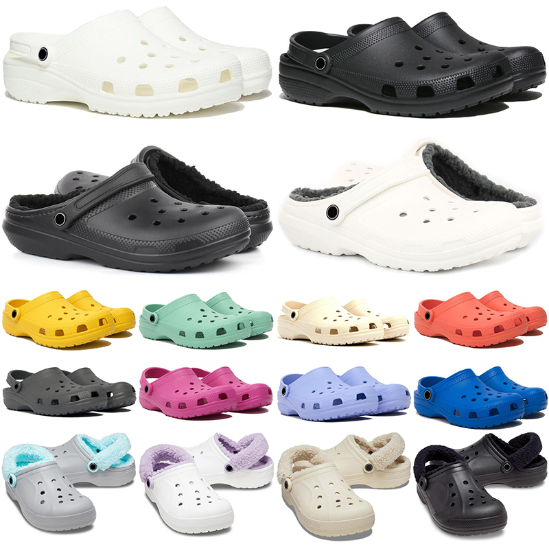 Designer Croc Fur Clog Sandales Diapositives Talons Plate-forme Hommes Femmes Classiques Noir Blanc Rose Sliders Sandal Slide Pantoufle Mens Spor