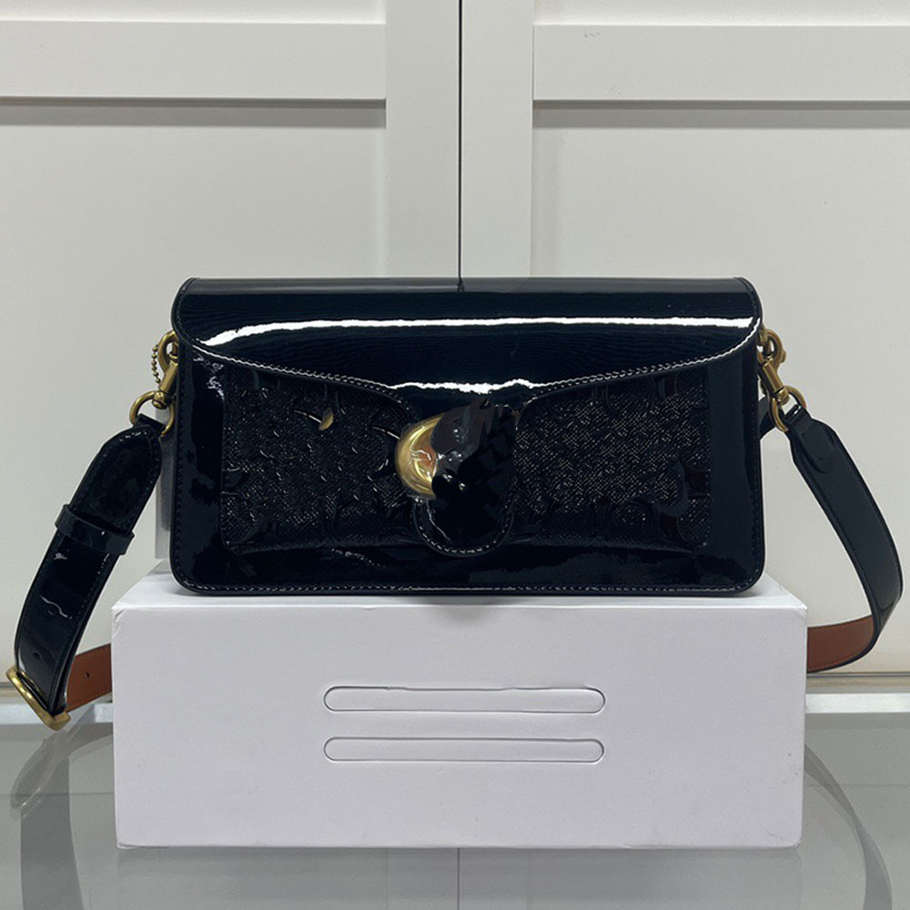 tabby underarm bag Glossy patent leather premium leather Low key presentation of signature logo Embossed leather Full of celebrity style cm554-image-916662136