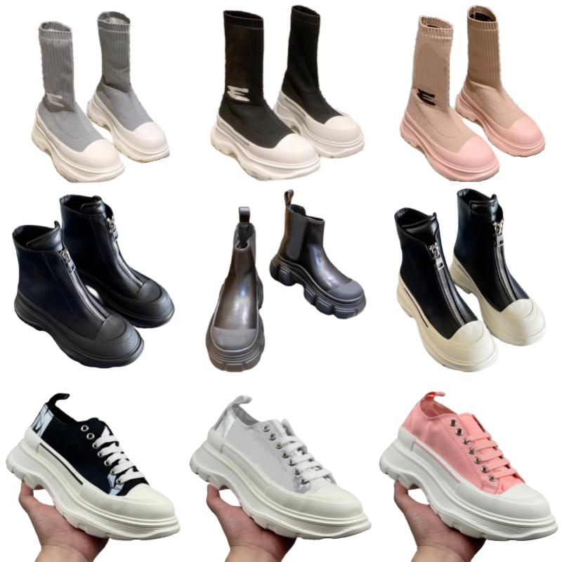 Designer boots autumn winter stretch fabric sock boots new fashion women brand round toe ankle boots classic luxury antiskid rubber bottom platform