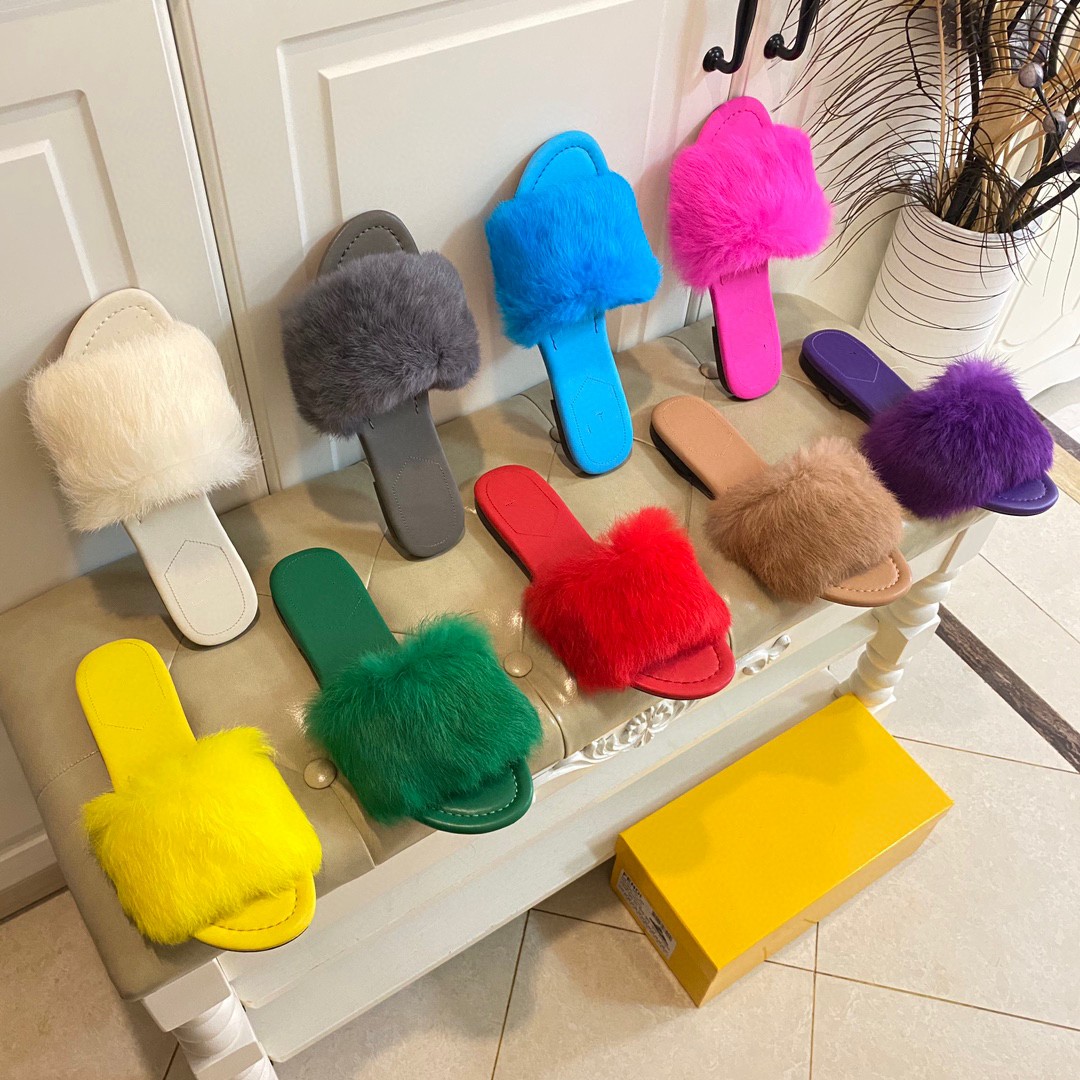2024 Slide Designers Slippers For Women Slides Black Mustard Seed Sage Blossom Flats Leather Rubber Fur Winter Platform womens Sandals Scuffs Boo