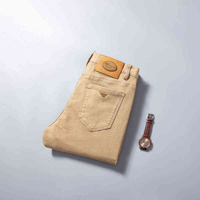 

Jeans Men's Autumn Chiamania Winter Youth Elastic Slim Fit Small Foot Brand PantsGQL7, Apricot k6072