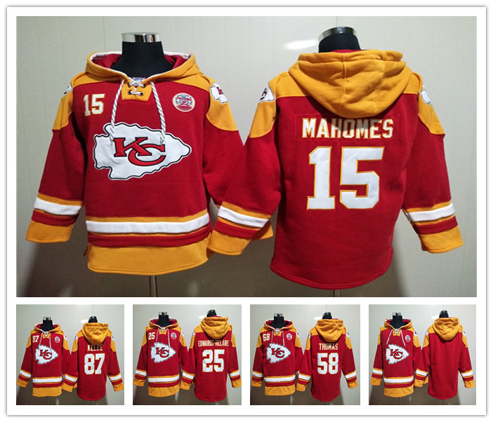 

Hoodie Kansas''City''Chiefs''Men Clyde Edwards-Helaire Derrick Thomas Patrick Mahomes Travis Kelce Red Lace-Up Pullover