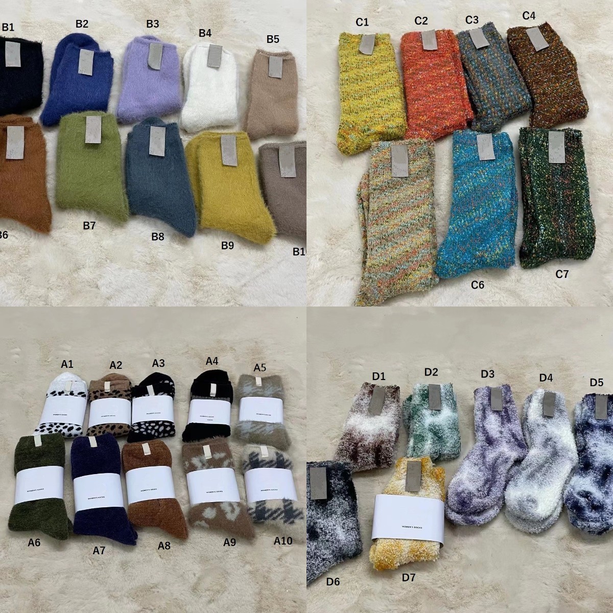 

Women Girl Winter Australia Fashion Socks Mid Cut Crew Stocking Faux Fur Wool Slouchy Towel Stockings Leopard Tie Dye Designers Casual Sport Furry Fluffy Plush Socks, Ug91d