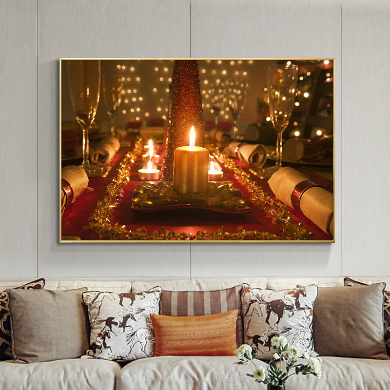 

Canvas Painting Candlelight Dinner Wine Glass Scandinavia Posters and Prints Modern Landscape Wall Art Picture Living Room Decor